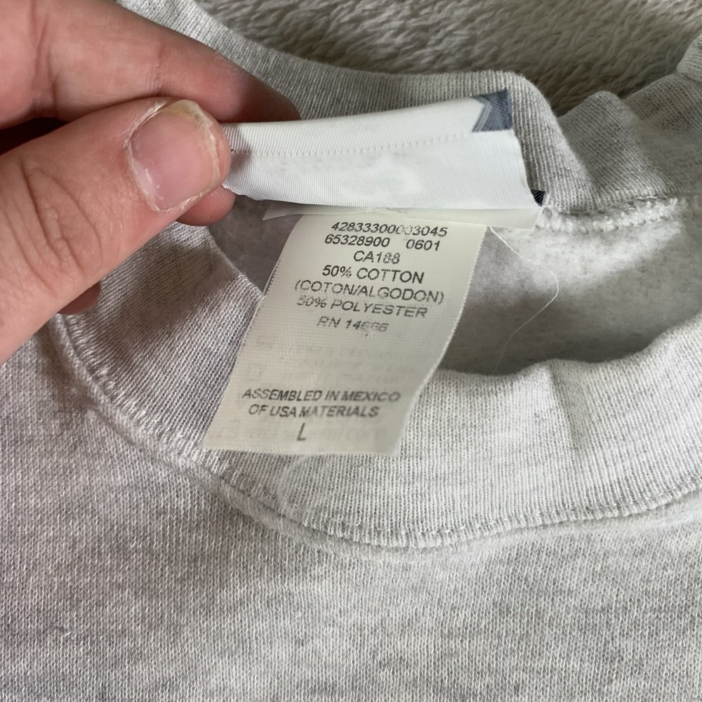 Vintage Lee‎ Sweatshirt Mens L Gray USA Flag Land Of The Free Crewneck Patriotic - Picture 4 of 12